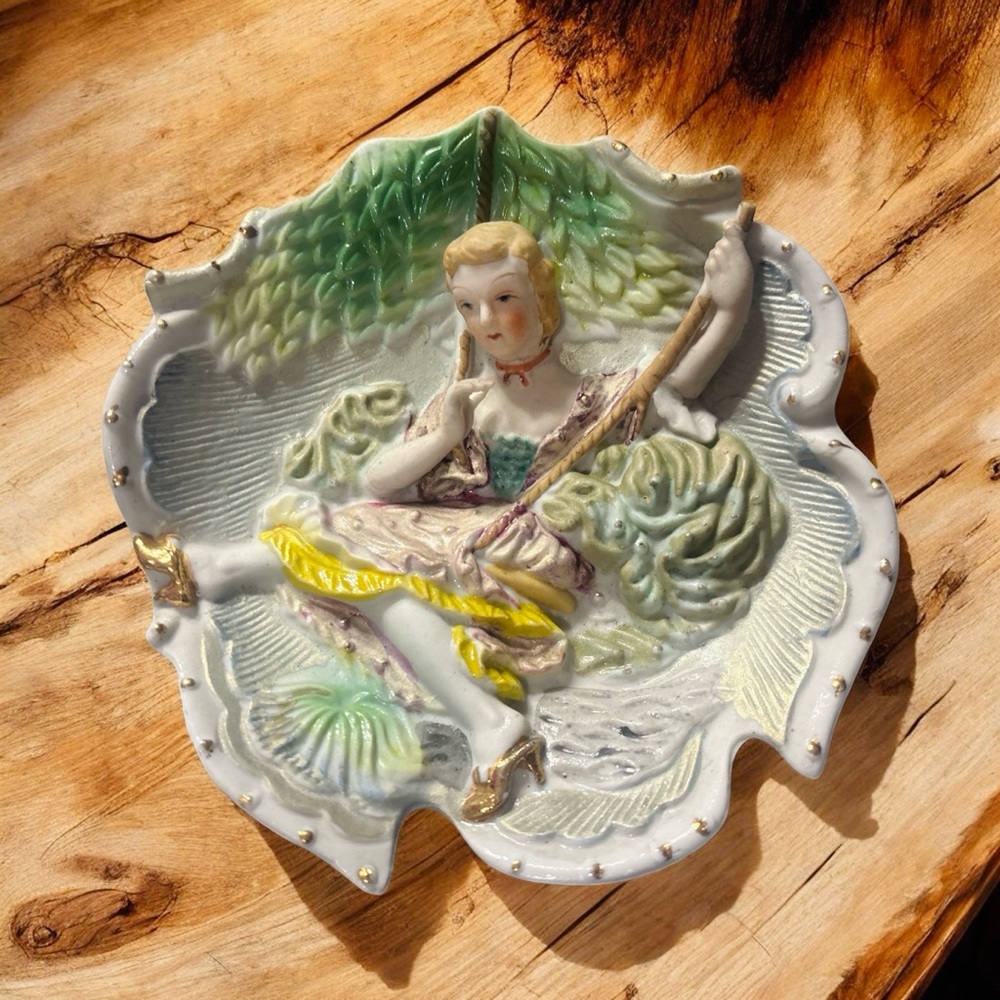 Vintage Porcelain Japan Bisque Victorian Decorative Wall Plaques